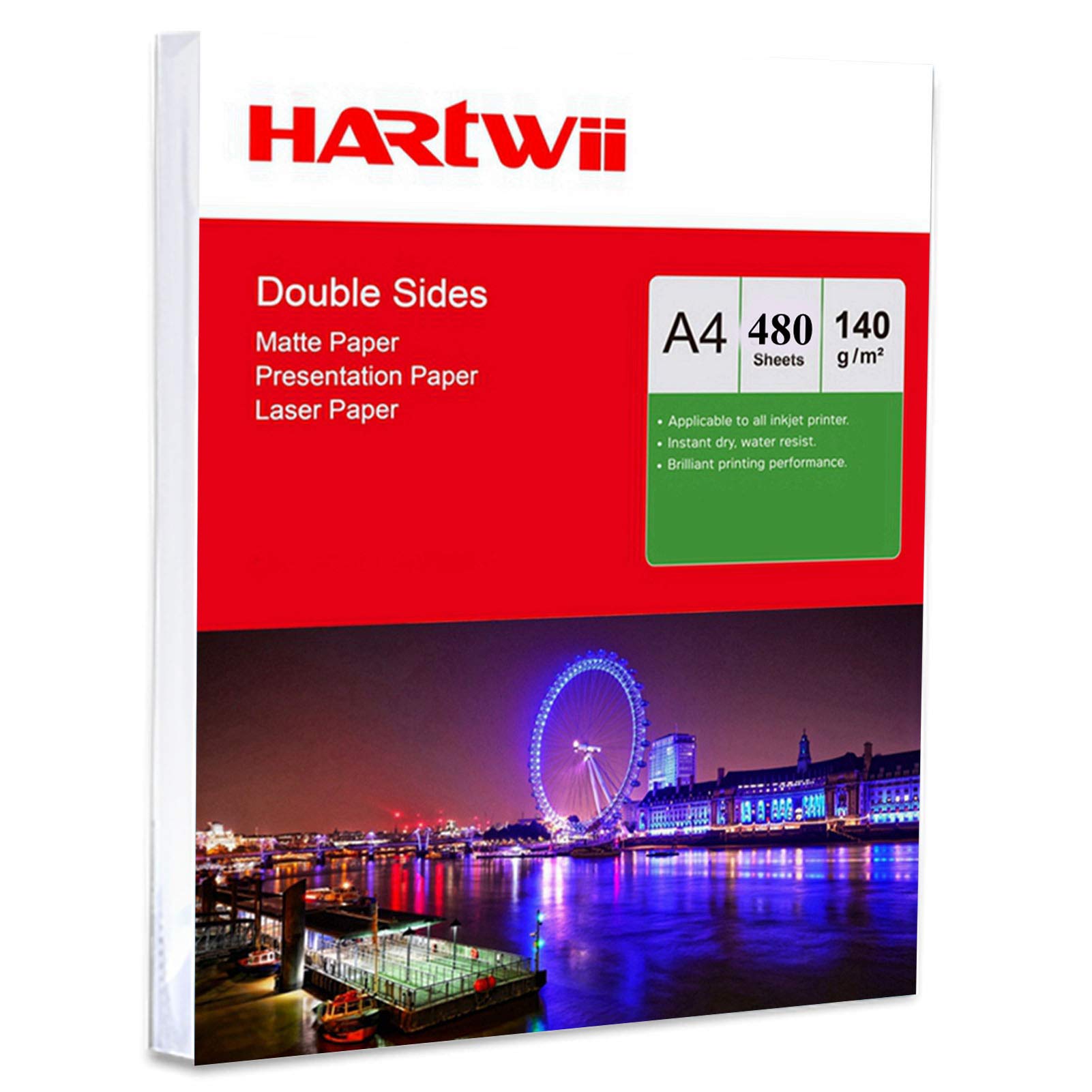 Papier fotograficzny A4 matowy cienki 140 g/m2 po obu stronach matowy - 400 arkuszy matowy papier atramentowy do atramentowego druku fotograficznego Hartwii