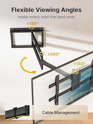 Miniatura 5 de monTEK Soporte de pared para TV de brazo largo para la mayoría de televisores de 43 a 80 pulgadas, soporte de TV de extensión de 42 pulgadas