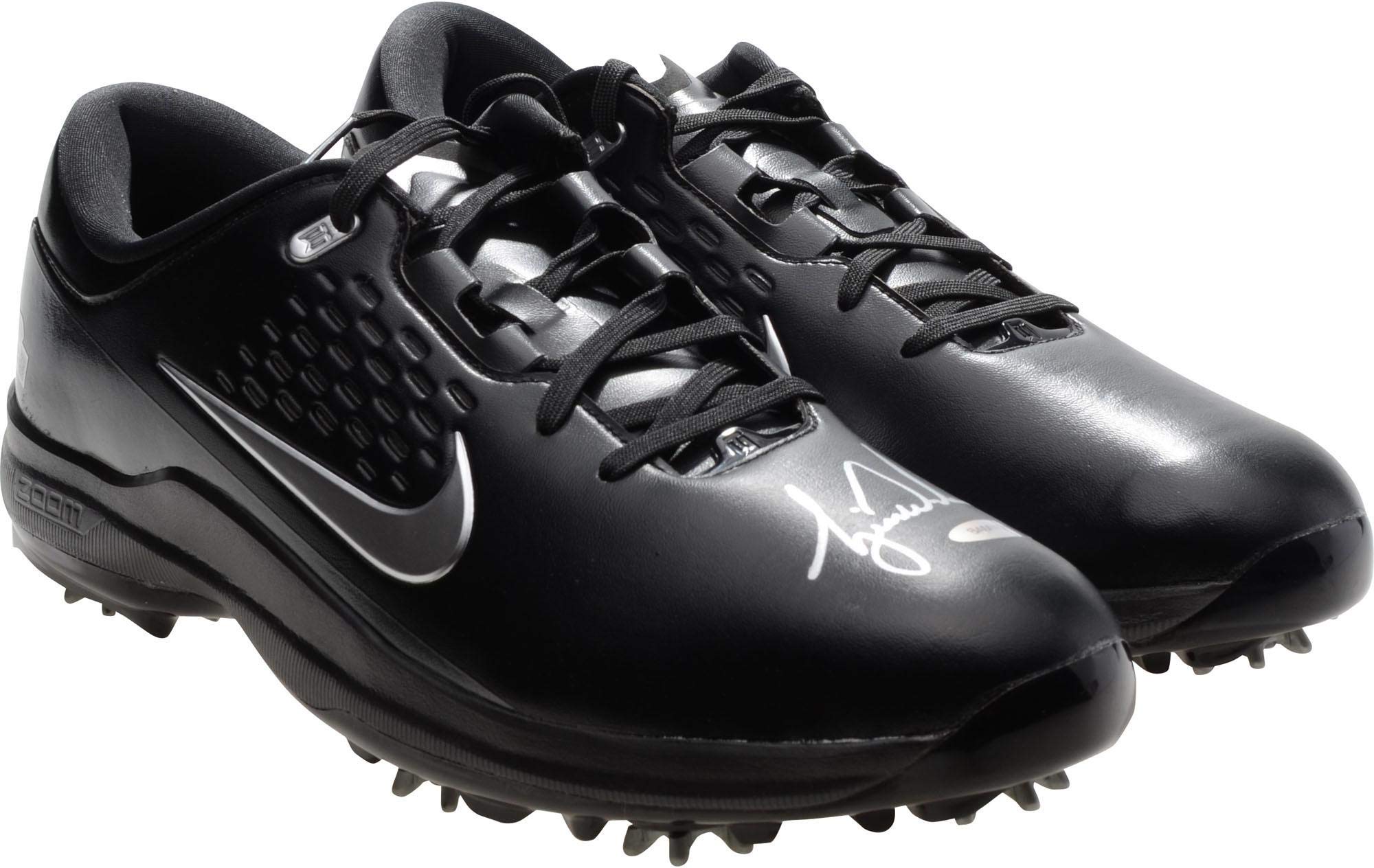Tiger Woods Autographed Black Nike Air Zoom Tw71 Golf Shoes