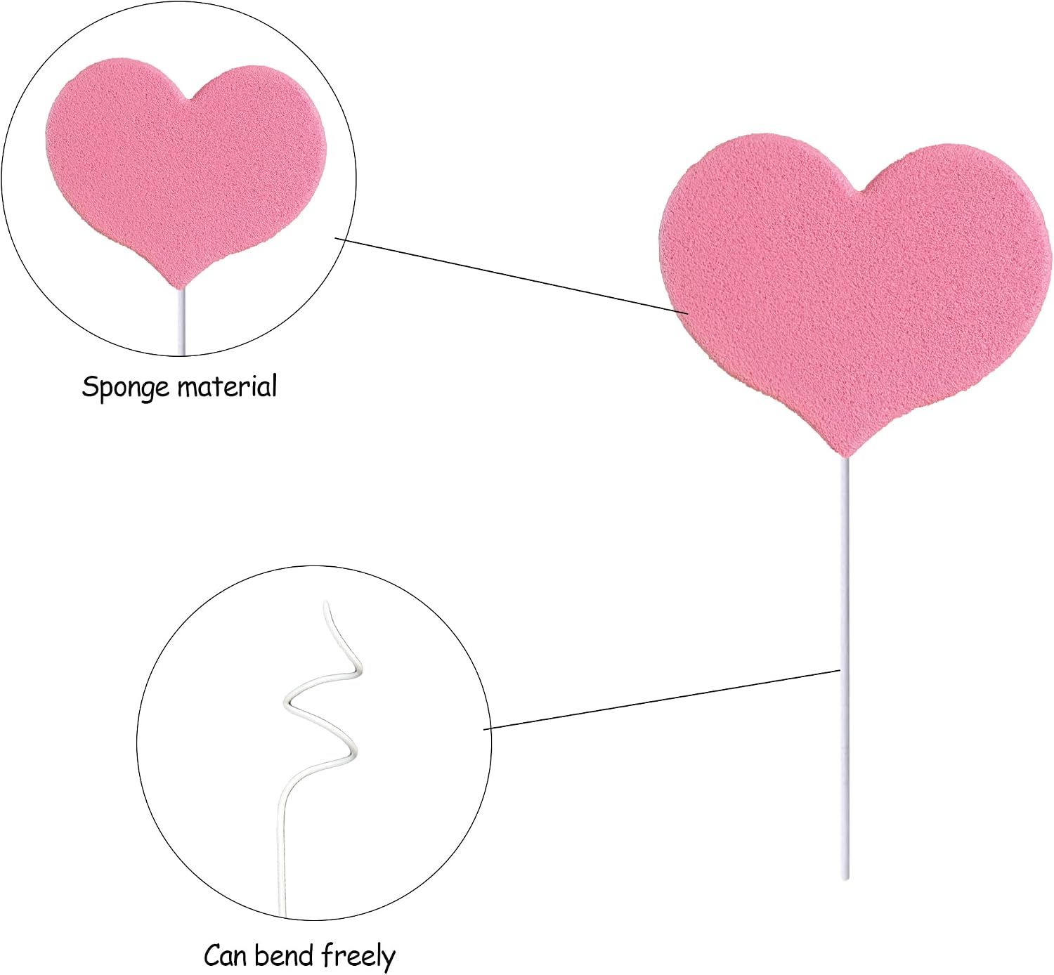40 PCS Heart Cupcake Toppers EVA Wedding Engagement Cake Toppers Valentine's Day Cake Decorations for Wedding Anniversary Bridal Shower Birthday Valentine's Day Party Decoration Supplies Mixed Colors image 2