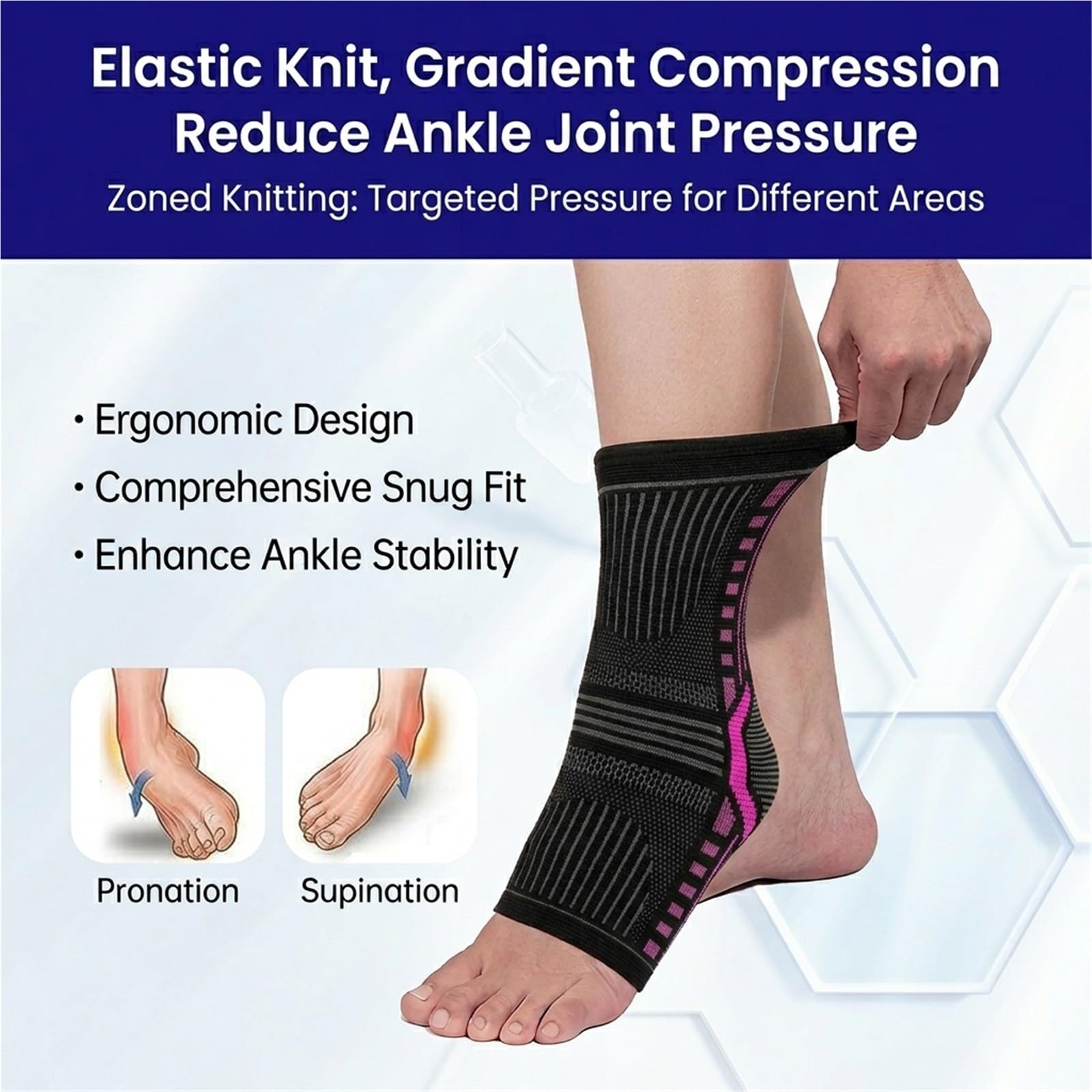 Generisch Kompressions-Sprunggelenkbandage - mit atmungsaktivem Stoff, für Sport und tägliches Gehen, Modell CJDW1121 (Orange L)