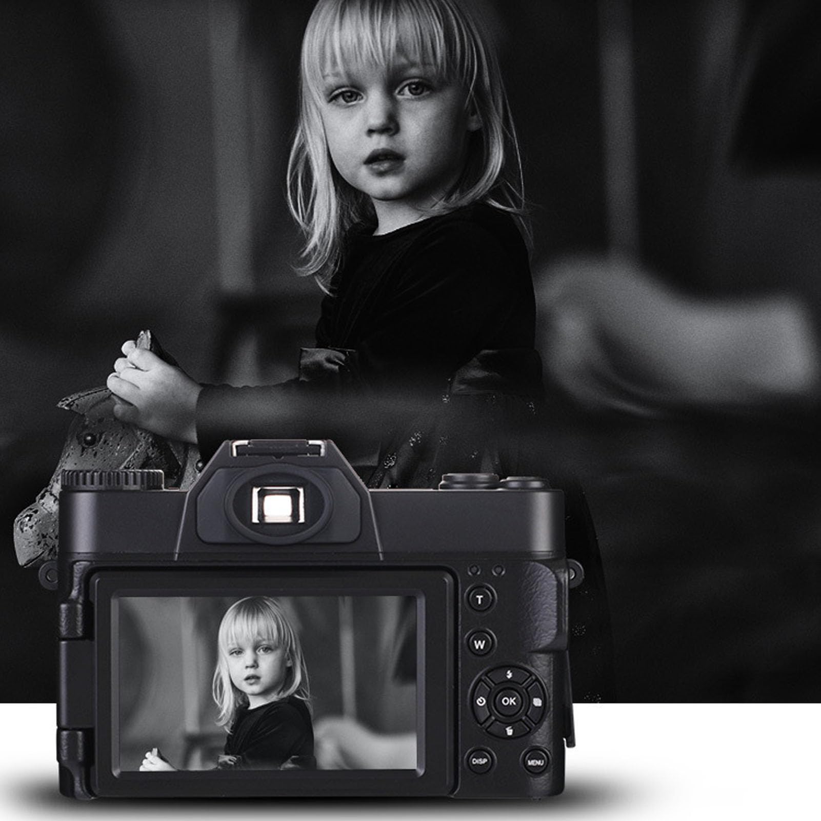 Cyfrowy Aparat Fotograficzny 4K do Fotografii, Aparat do Vlogowania 56 MP, 3-calowy Ekran Dotykowy IPS, Cyfrowy Aparat Typu „wskaż i Zrób zdjęcie” z 16-krotnym Zoomem, Kompaktowy
