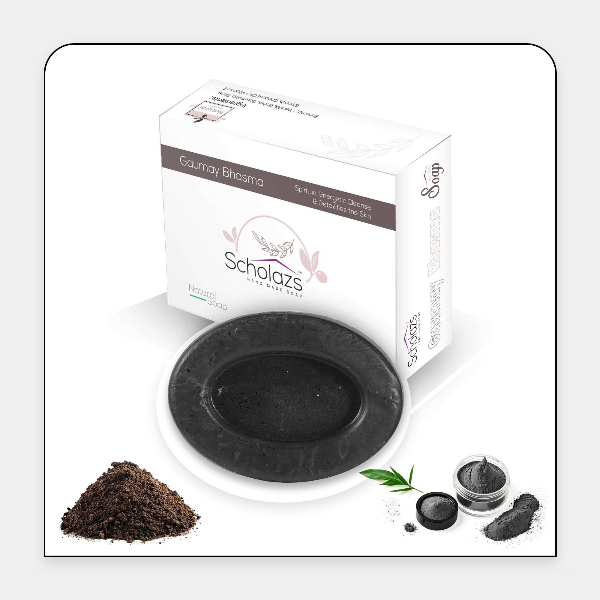 Scholazs Gaumay Bhasma spiritual Ayurvedic Soap – Natural Antibacterial & Skin Detox Formula | Handmade Herbal Cow Dung Ash Soap| 100gm Each - (Pack of 3)-picture-32