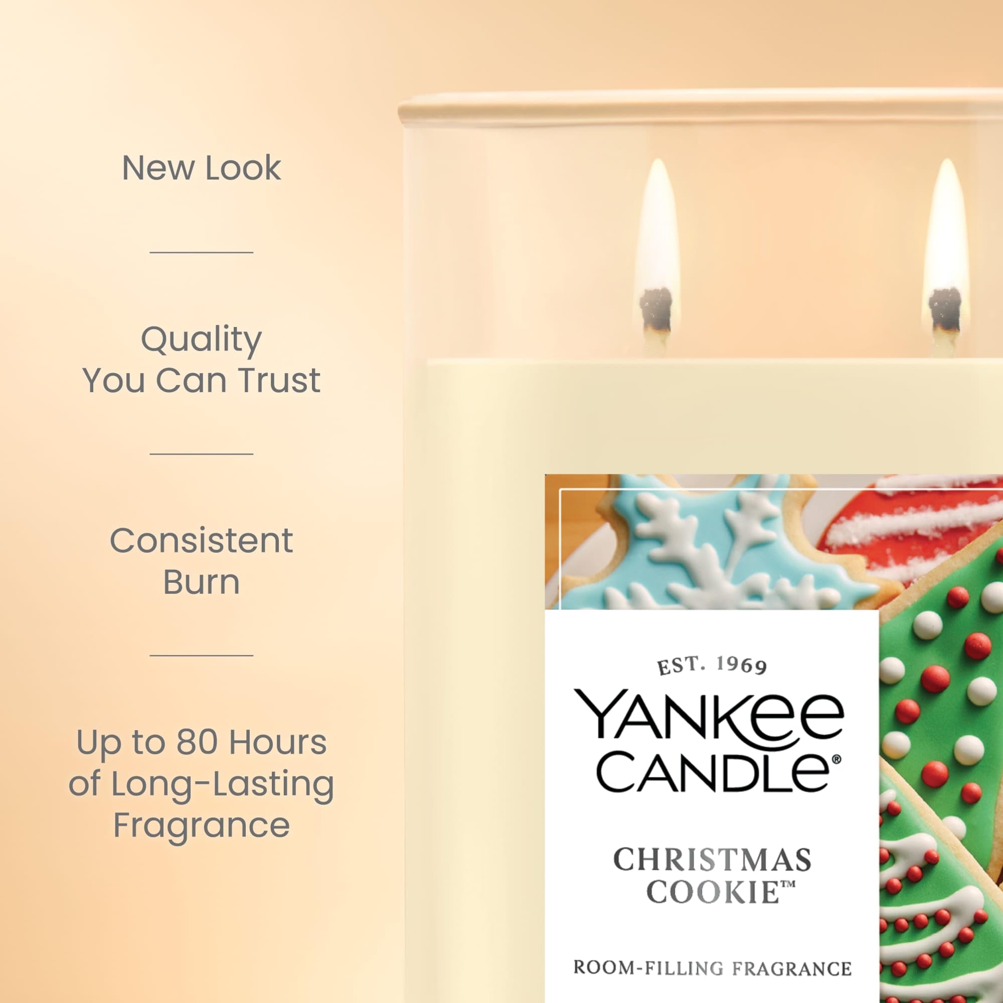 Yankee Candle Weihnachtskeks-Duft, Signatur-Kerze, 590 ml, großes Glas, 2-Docht-Kerze, über 60 Stunden Brenndauer, Weihnachtskerze