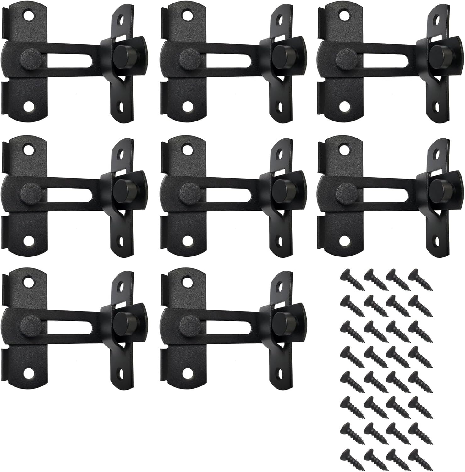 8 Packs Stainless Steel Flip Gate Latch Security Door Latch Lock for Barn Door/Pet Door/Bathroom/Cabinet Closet/Window/Sliding (Matte Black)