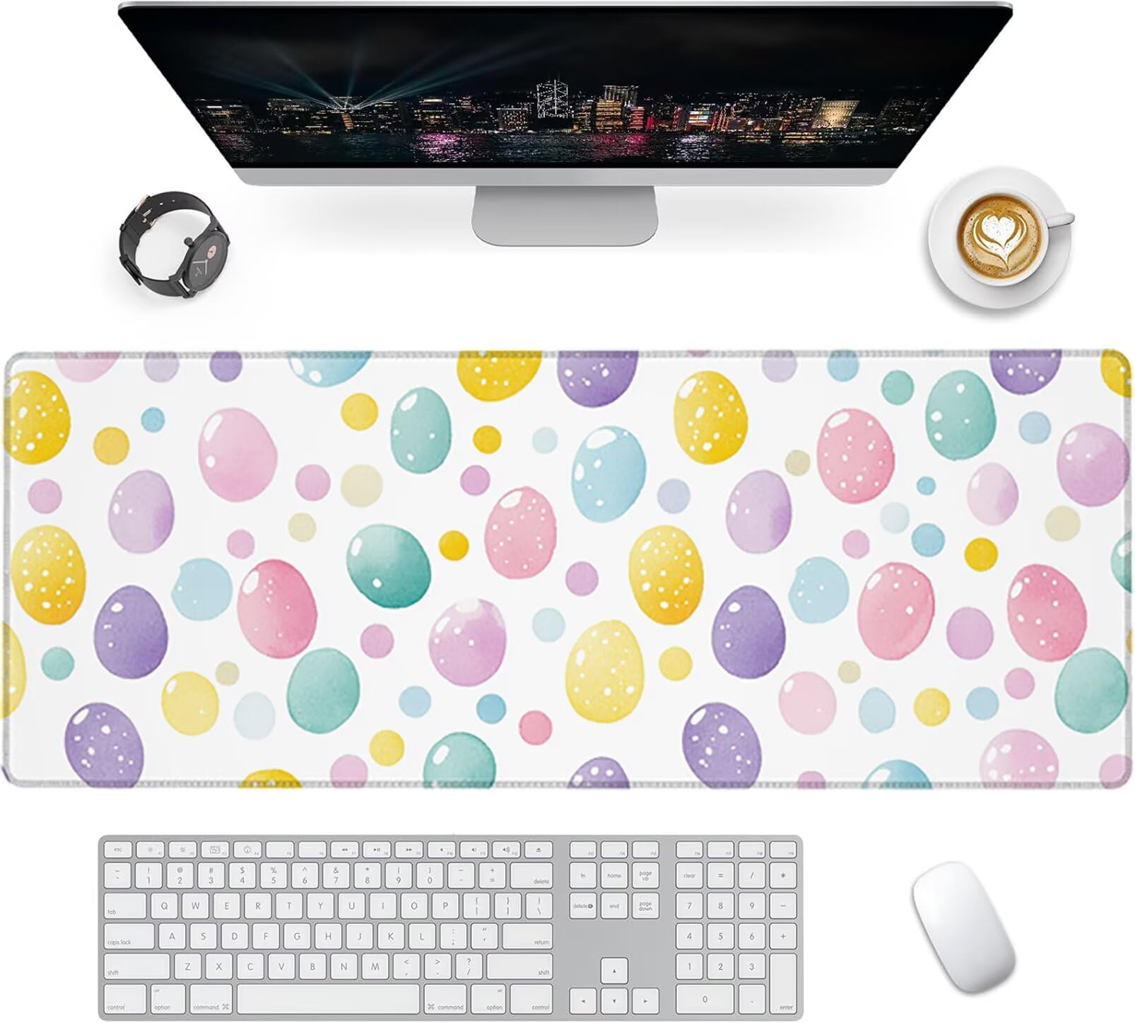 Lpfieonn Einfach Großes Schreibtischunterlage, XXL Schreibtischunterlagen, Weiß XXL Wasserdicht Gaming Mousepad mit Vernähter Rand und Rutschfeste Gummibasis, für Laptop/Hause/Büro 120x60cm PF-2671