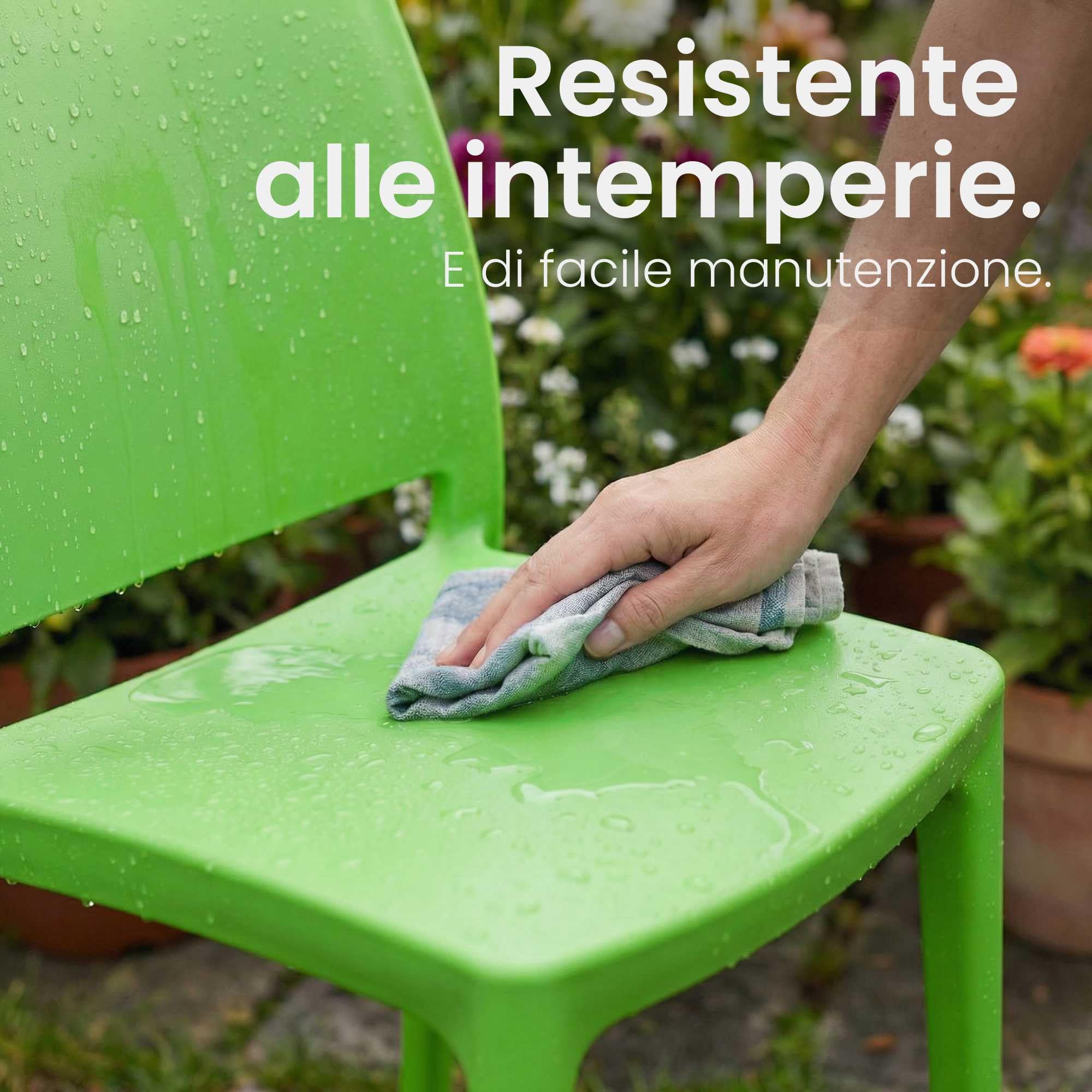 CLP Sedia da giardino impilabile e resistente alle intemperie Meton, sedia con schienale resistente ai raggi UV, in polipropilene fino a 150 kg Colore:verde