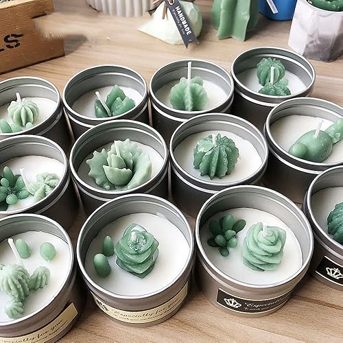 Miniatura 7 de Paquete de 5 moldes de silicona para cactus y plantas suculentas para fondant, chocolate, dulces, pasteles, velas, jabón, loción, barra, cera,
