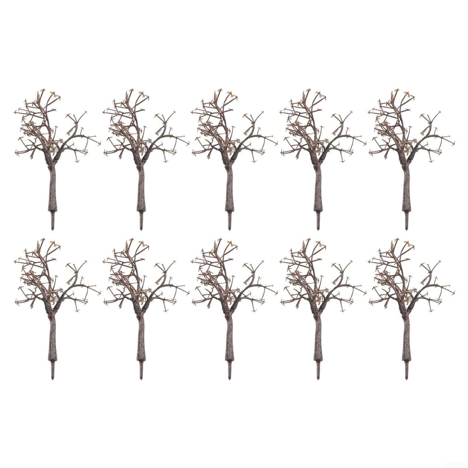 MIKMLYZE 10pcs Model Bare Tree Trunks 12 CM For HO OO Scale Plastic Scenery Landscape Simulation Plants for Model Railroads Train Tracks Building DIY Decorations Brown