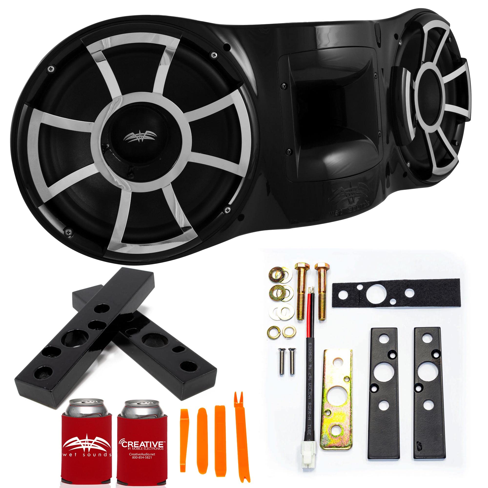 wet soundsREV410 Dual 10" EFG 4 ohm Tower Speaker with REV-X X-Mount Kit and ADP-Spacer-X Spacer Bars - Black (Pair)