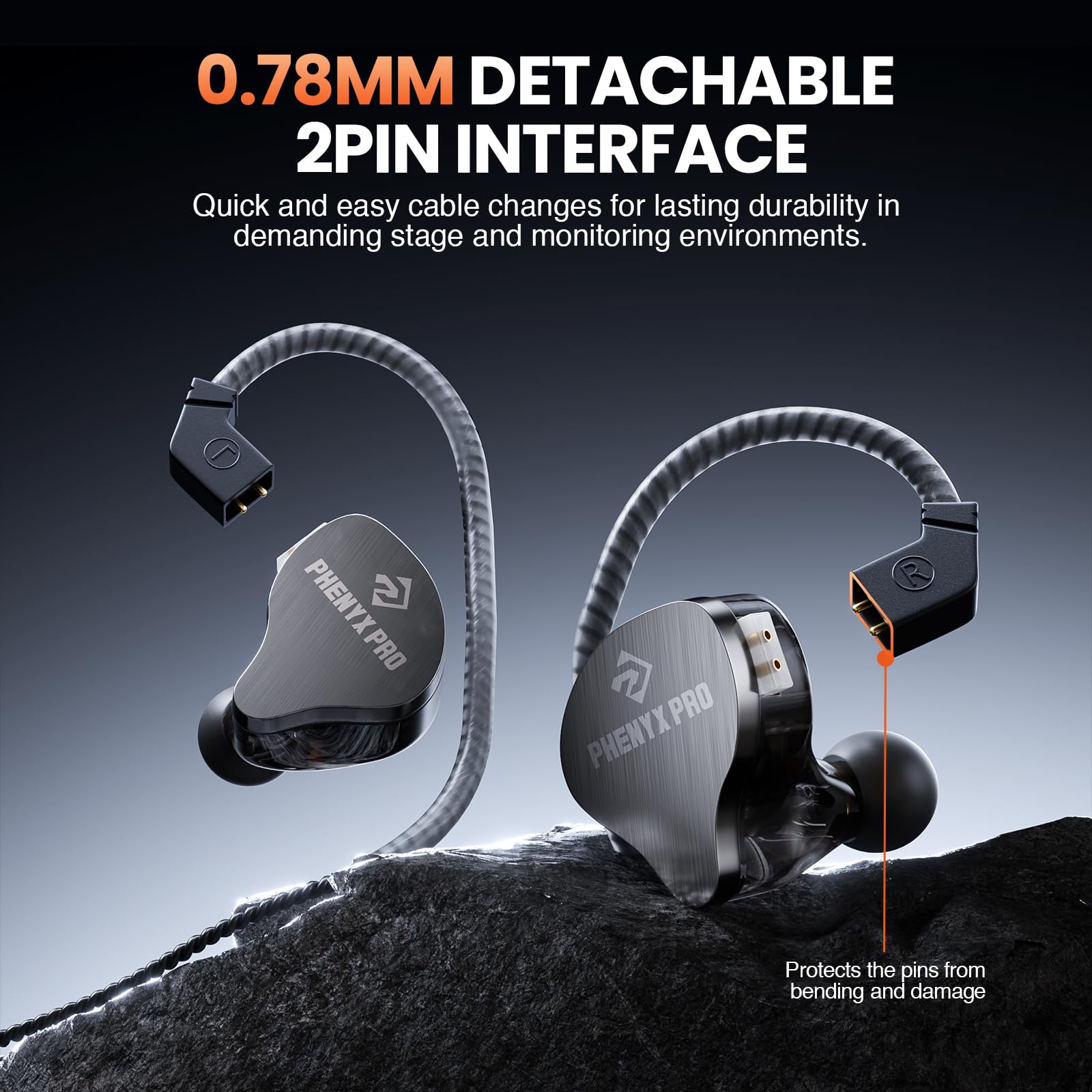 Phenyx Pro Auricolari in-ear con doppio driver ibrido PME-20 | Stereo IEM con isolamento acustico, cavo staccabile a 2 pin, design anti-groviglio, cantanti, musicisti, videogiochi