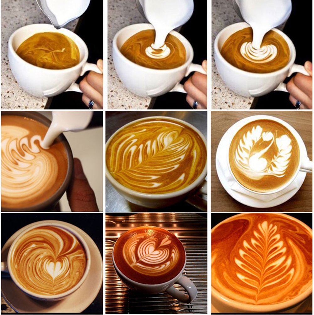 Para espuma de leche jarra para leche jarra jarra para espumar leche – wehome acero inoxidable café taza para café capuchino latte eléctrica 12-ounce Multicolor
