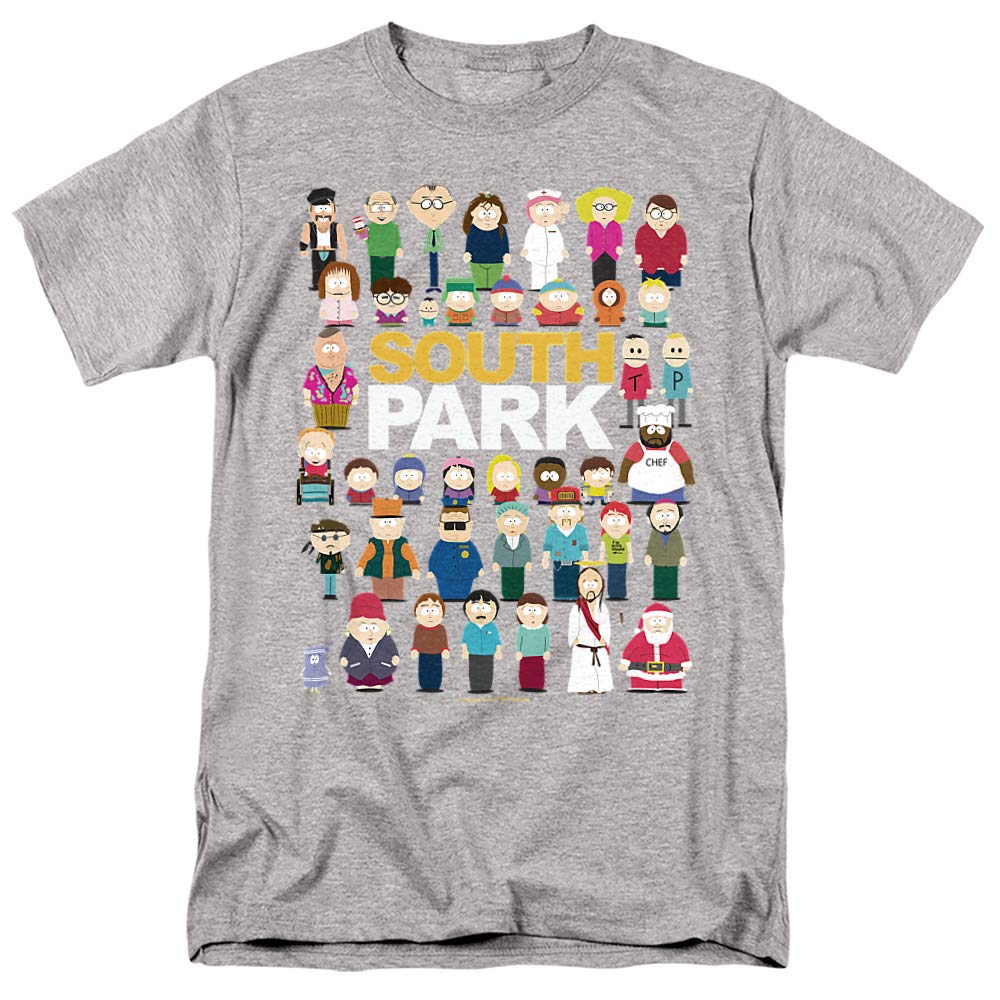 South Park Full Cast Unisex T Shirt, Athletic Heather, X-Large