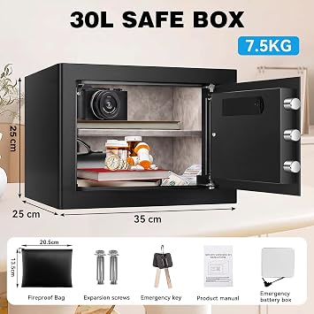 30L Small Home Steel Security Safe Box with Fireproof Document Bag