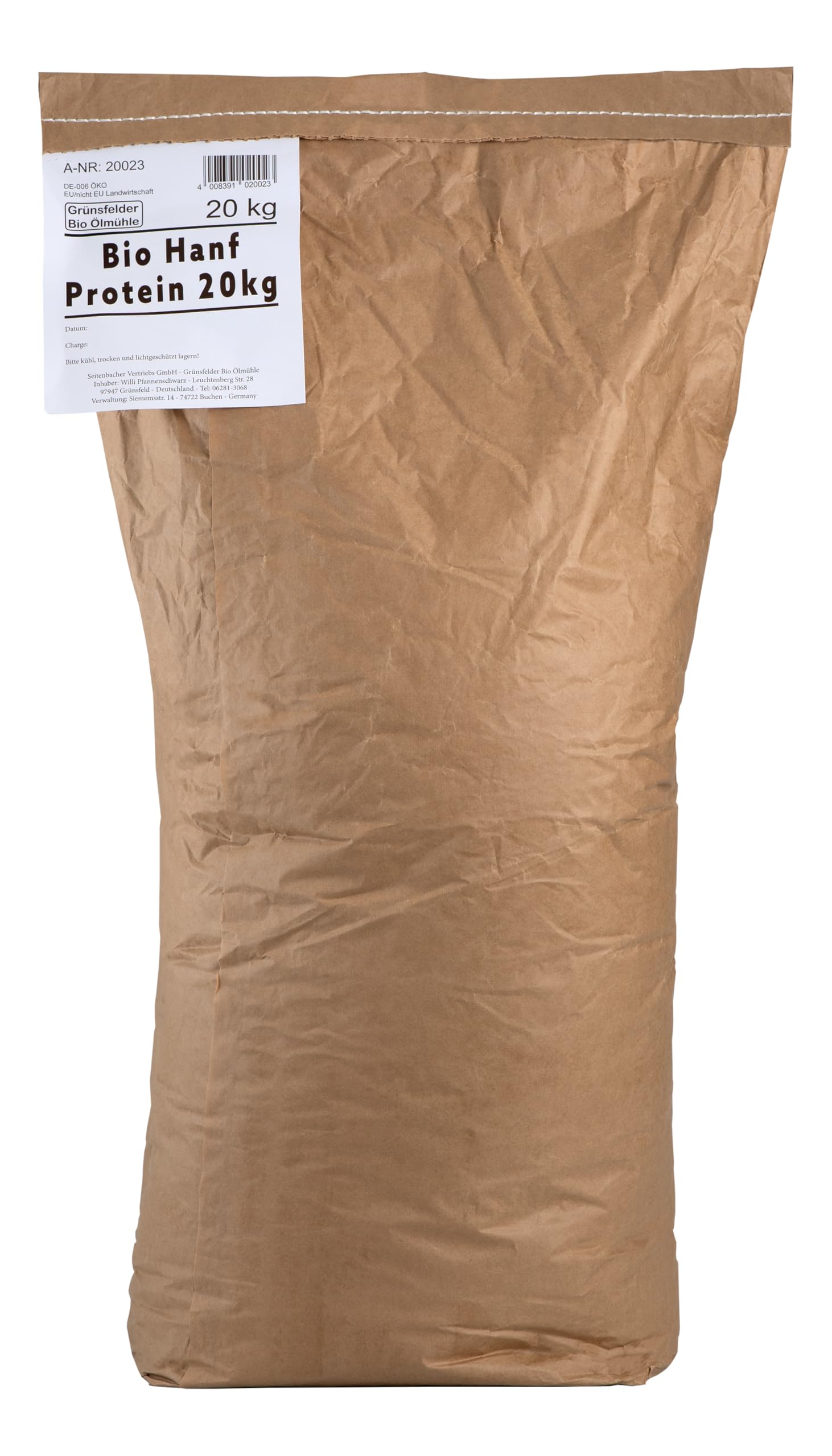 100% Bio Hanf Protein Mehl I Pulver I 50% Eiweiß I vegan I Natur belassen I Kaltgepresst I Erstpressung I nativ I Vorrat I (1 x 20kg)