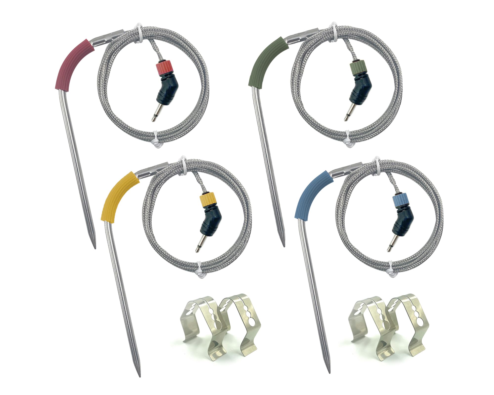 4 Packs of Pro Meat Temperature Probes Replacement for Weber Grills, igrill, Connect Smart Grilling Hub, Washable, 4 Food Thermometer Probes with 4 Probe Stands.