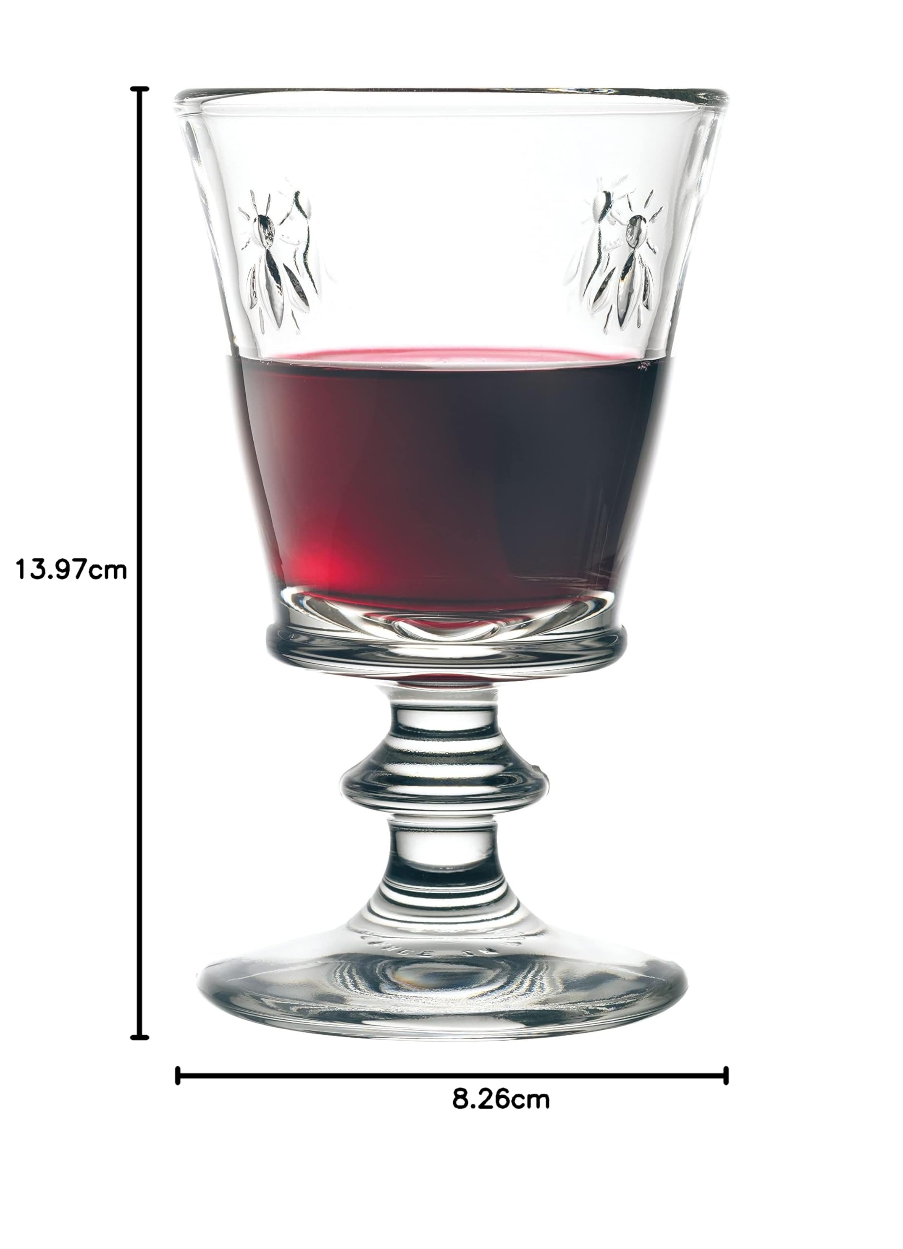 Côté Table 7576 Abeilles Verre avec Pied Transparent 24 cl 8,5 x 8,5 x 14 cm, LOT DE 6