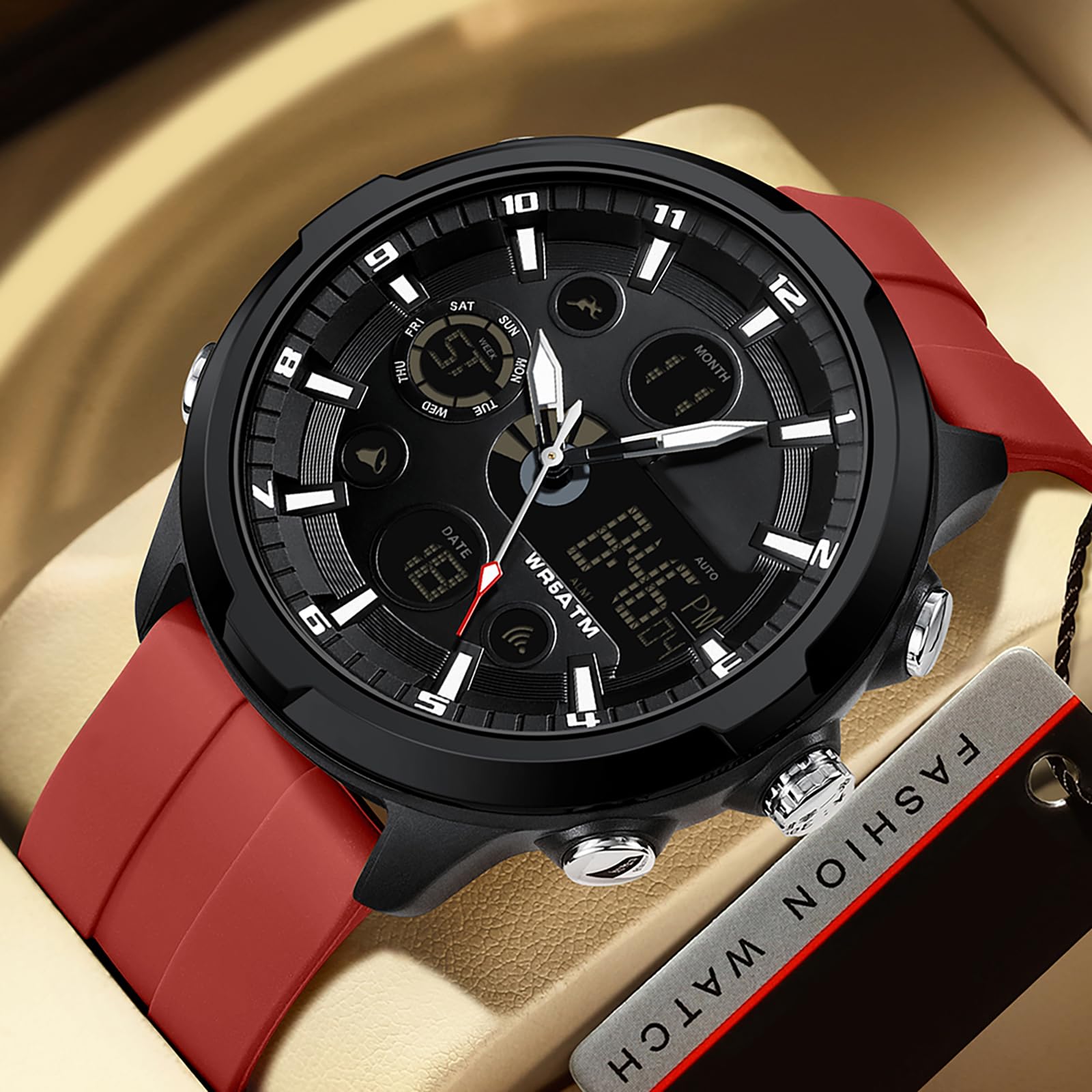findtime Orologio sportivo digitale da uomo, impermeabile, sveglia, cronometro, snooze, luce notturna, avvisi orari, cinturino in silicone, orologio militare per palestra, nuoto, corsa, uso quotidiano