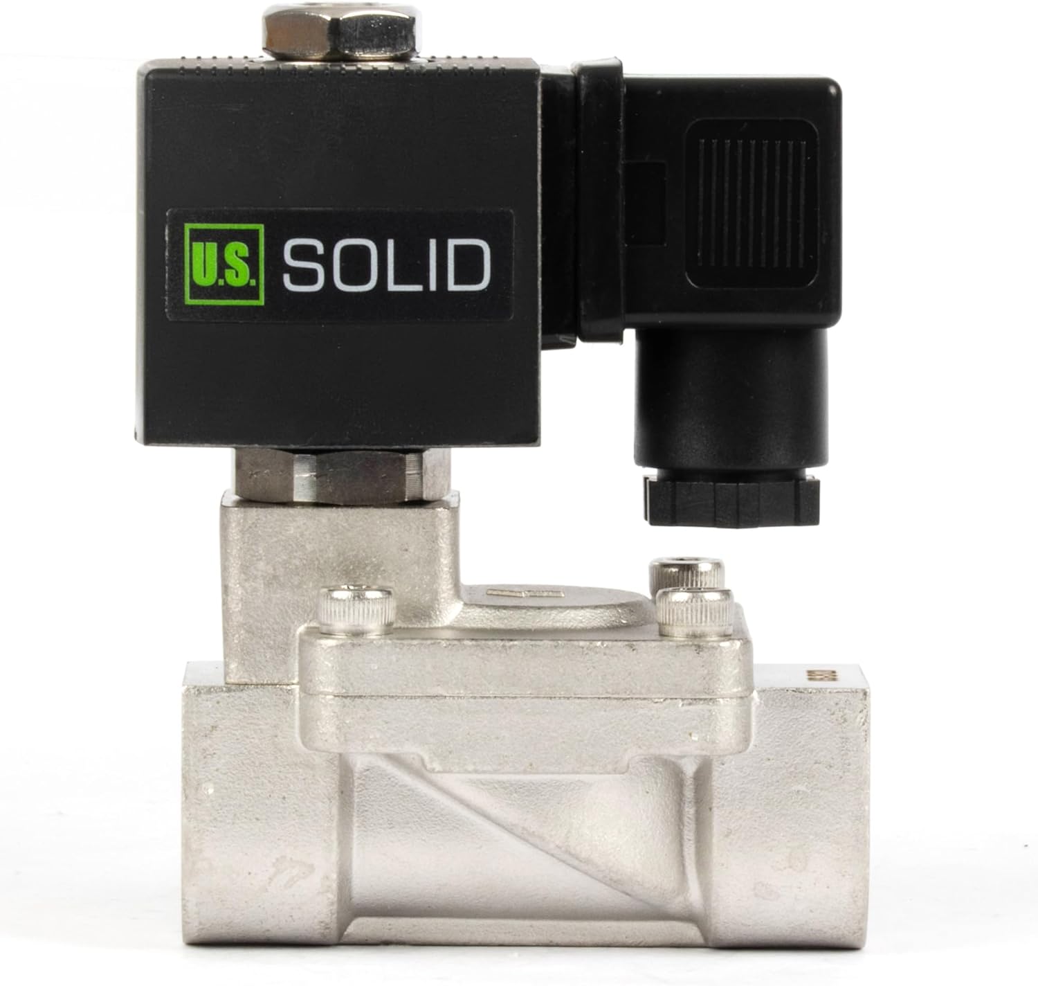 U.S. Solid Stainless Steel Solenoid Valve 1/2" - 24V AC, Normally Closed, 4.4-232 PSI, Pilot-Operated, Viton Seal