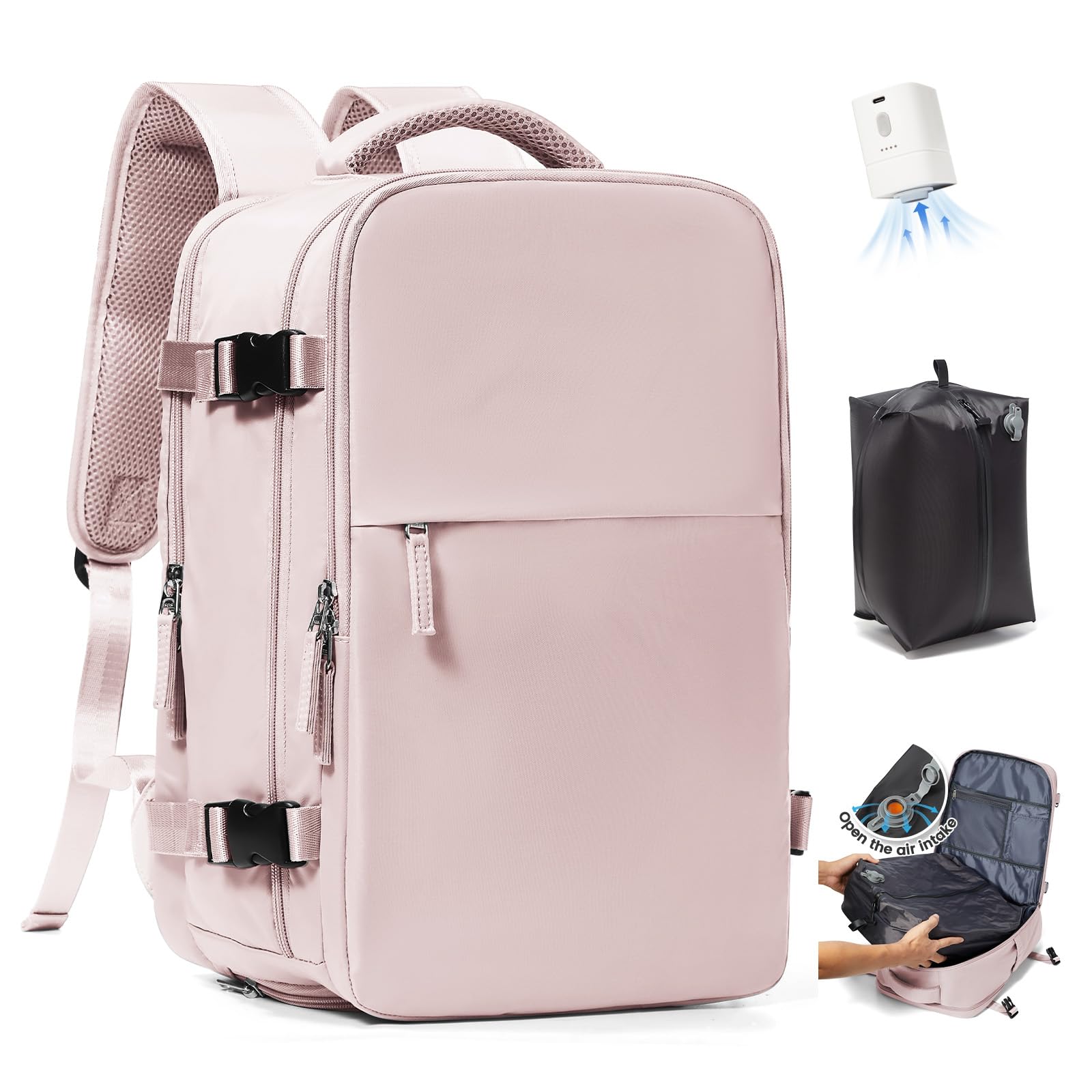 SZLX Zaino Ryanair 40x30x20 Sottovuoto Zaino da Viaggio 40x30x20 Wizzair Bagaglio a Mano 40x20x25 Borse da Cabina per Easyjet 45x36x20 Donna con USB Adatto a PC da 14 Pollici, Valigia con Sottovuoto