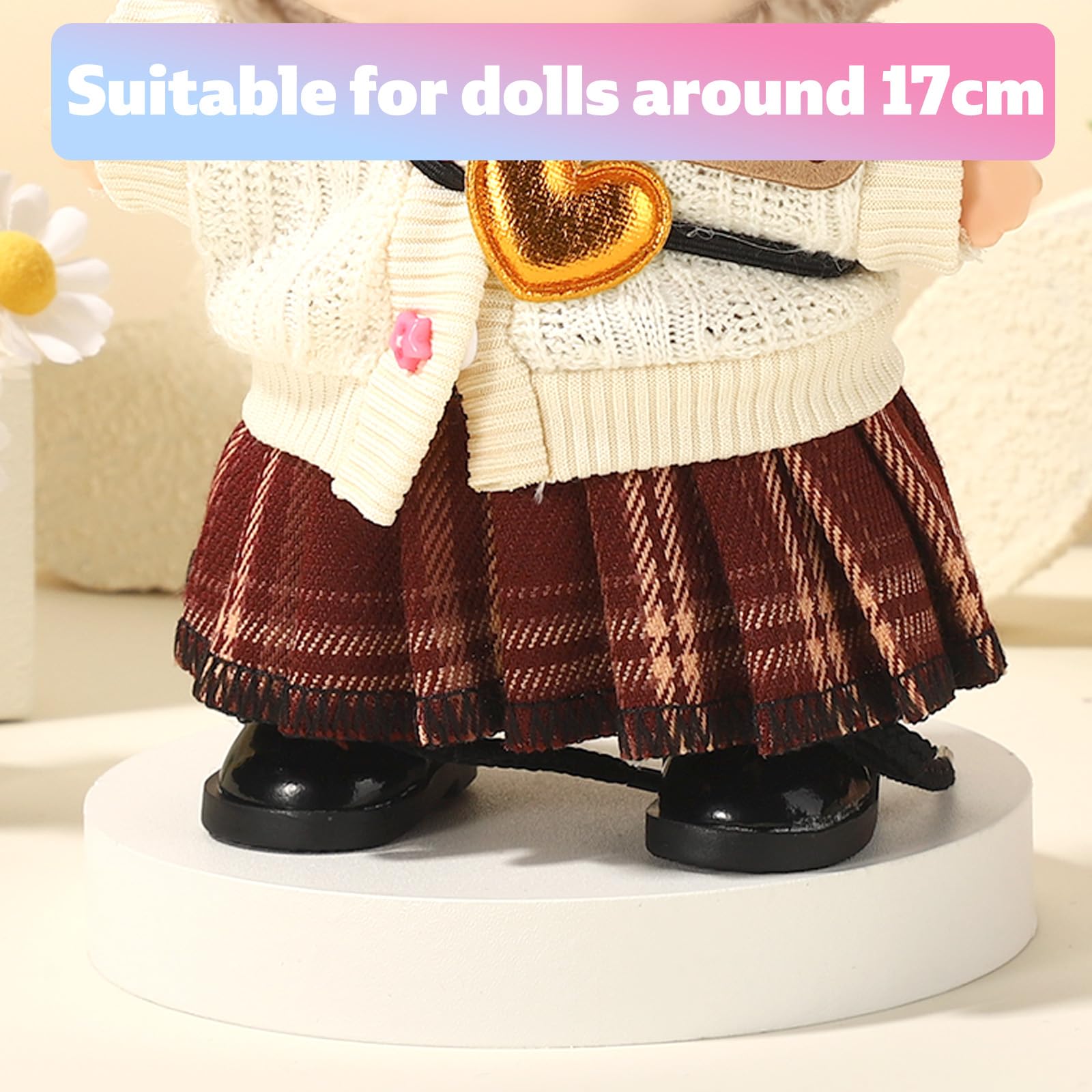 3 Paia di Scarpe per Bambole, 3 Colori in Vinile Mini Scarpe Giocattolo Carine Accessori Abiti Delicati alla Moda per Bambole da 17 cm (Nero, Bianco, Marrone)