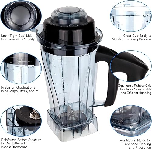 Miniatura 5 de Revorit Piezas de repuesto para jarra de licuadora de 64 oz con cuchilla y accesorios para contenedor para vitamix 5200 A3500 750 VM0103 VM0197