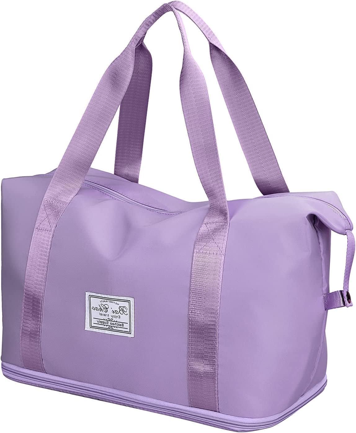 Nylon Duffle Bag for Travelling |Waterproof and Large Travel Bag for Women's Luggage | Expandable & Multipurpose Large Capacity Weekender Carry Bag (Purple)-image-48