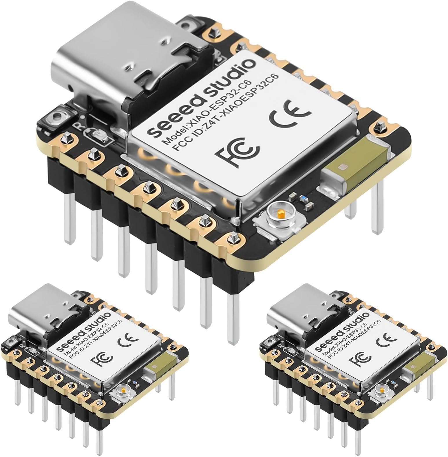 Drocoge 3 Pack XIAO ESP32C6 IoT Mini Development Board (Supports Arduino) - 2.4 GHz WiFi 6, BLE 5.3, Battery Charge Supported, Power Efficiency & Rich Interface for Smart Homes, IoT, Wearable Devices