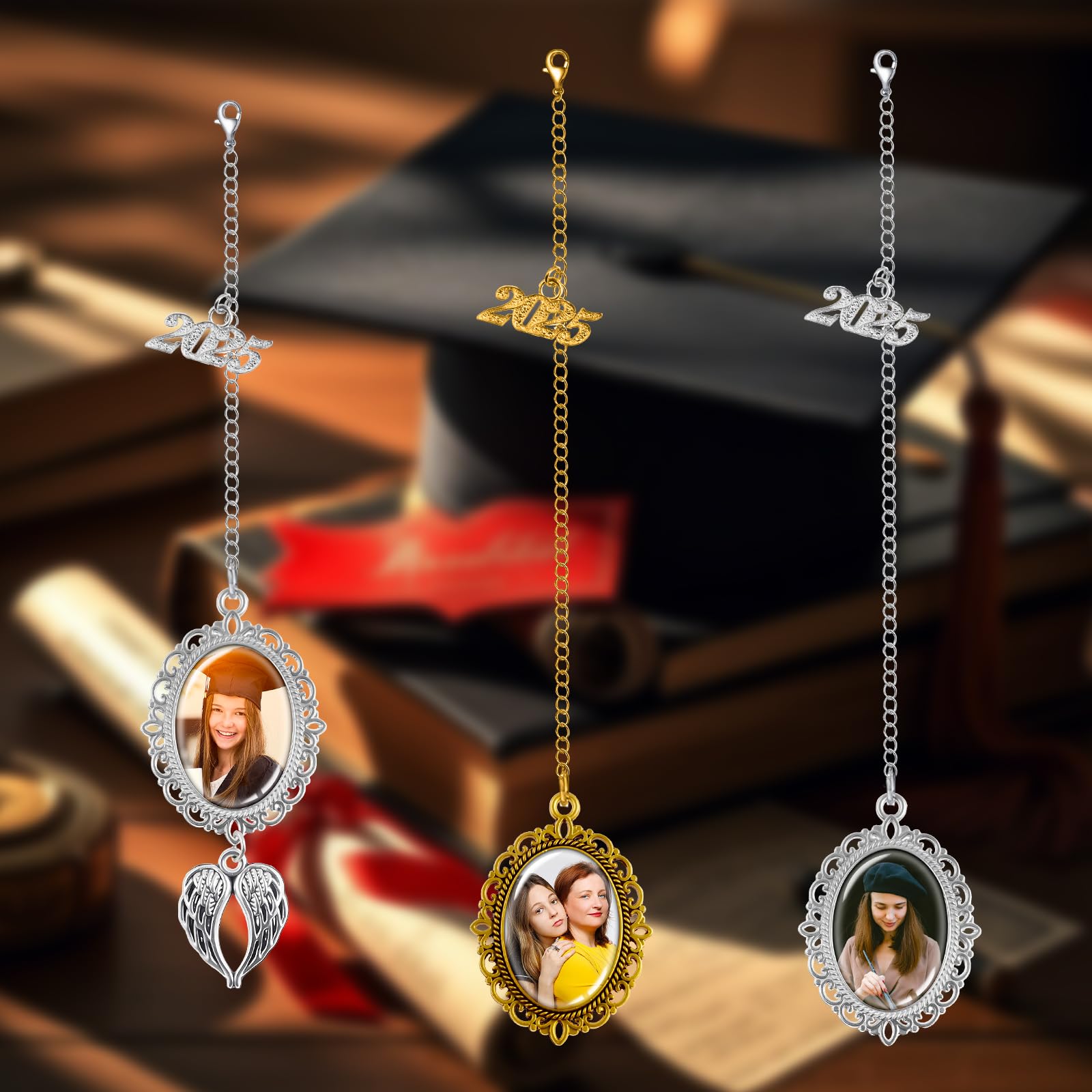 Graduation Memorial Tassel Photo Charm Personalized Custom Graduation Cap Tassel Picture Charm Customized 2025 College Graduate Gifts for Ceremony Gown Decoration
