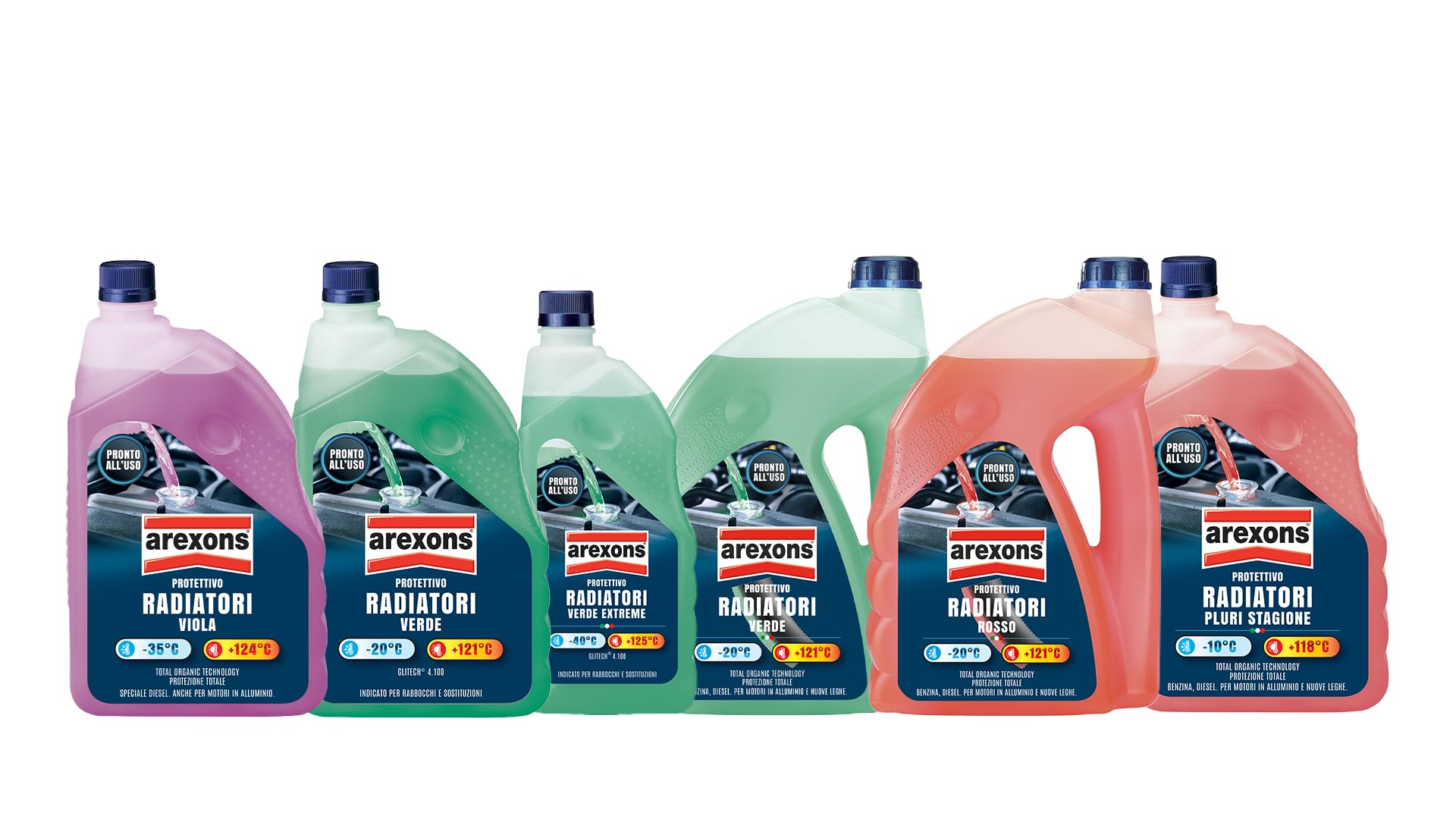 AREXONS Protettivo Radiatori Pluri-Stagione, Protezione Antiebollizione Estiva per Motori Moderni, Efficace Fino a +118°C, Adatto a Rabbocchi e Miscelazioni, 2L