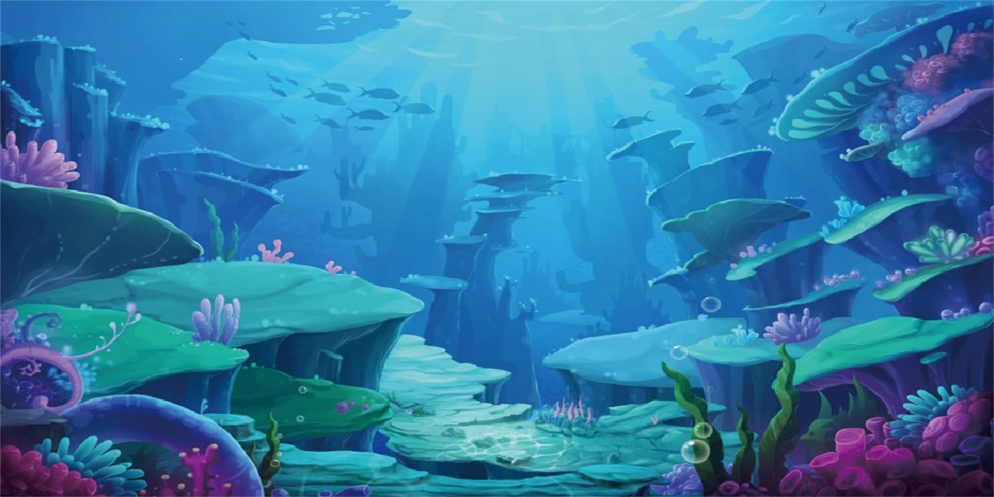 MIRRORANG 91x50cm Undersea Theme Aquarium Background Colorful Coral Underwater World Fish Tank Poster Backdrop Vinyl Background