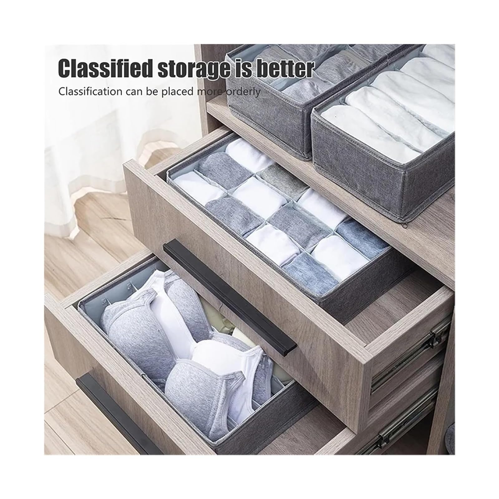 Organizer for cassetti for biancheria intima e reggiseni(7 Grids Khaki)