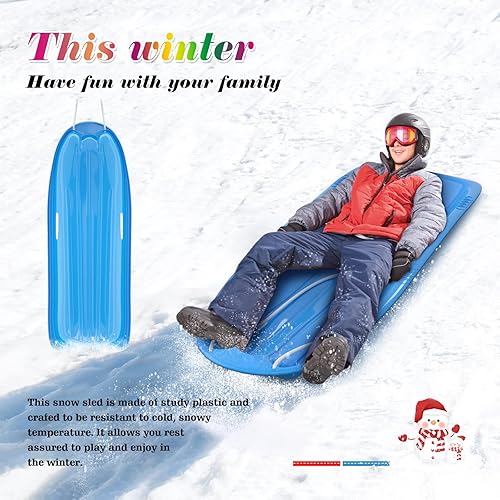 Miniatura 93 de AGPTEK Trineo de nieve duradero de 35/47 pulgadas para niños, niñas y adultos, con asas integradas y cuerda de tracción