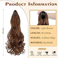 Vista 2 de Extensión de cola de caballo de 18 ″ Garra Ondulado Rizado Clip en Cola de Caballo Extensión de Cola de Caballo de Aspecto Natural Extensiones