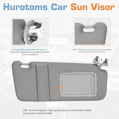 Miniatura 3 de Parasol lateral derecho del pasajero con techo solar y luz para Toyota Camry 2007 2008 2009 2010 2011, repuesto 74310-06770-B0, gris