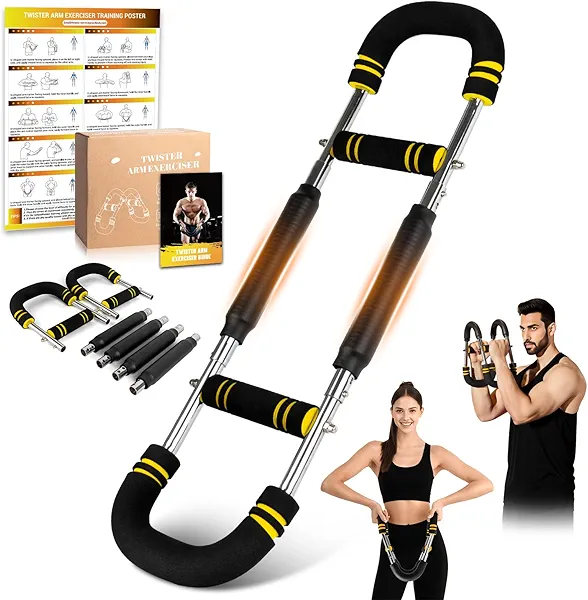 Twister Arm Trainer for Men, 6 Adjustable Resistance Levels(30-120 lb) Chest Trainer with 4 Spring & Training Poster, Chest Workout Equipment for Chest Clip Muscle & Arm Strength