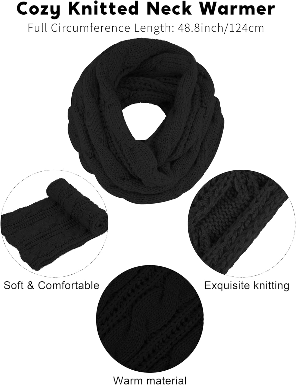 URATOT Winter Warm Knitted Sets Beanie Pompom Hat Scarves Winter Touchscreen Gloves Scarf Set for Men Women
