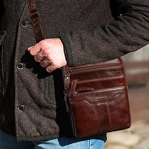 Miniatura 7 de Bolsa de mensajero de cuero para hombre, bolsa de hombro pequeña de cuero para hombre, bolso de hombre