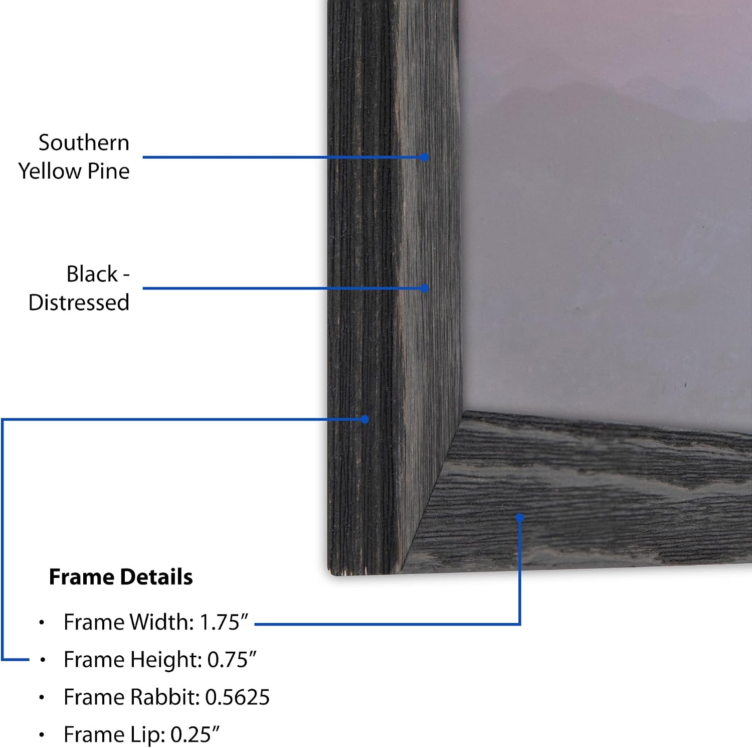 ArtToFrames 12x36 inch Black - Distressed Wood Wood Picture Frame, 2WOM82223-100-12x36