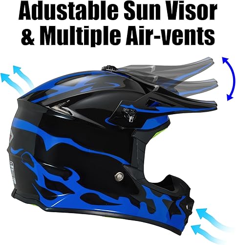 Miniatura 7 de Casco de Bicicleta de Tierra para Jóvenes Niños para Niños y Niñas, F001 Casco de Motocicleta de Cara Completa para Todoterreno ATV Conducción en