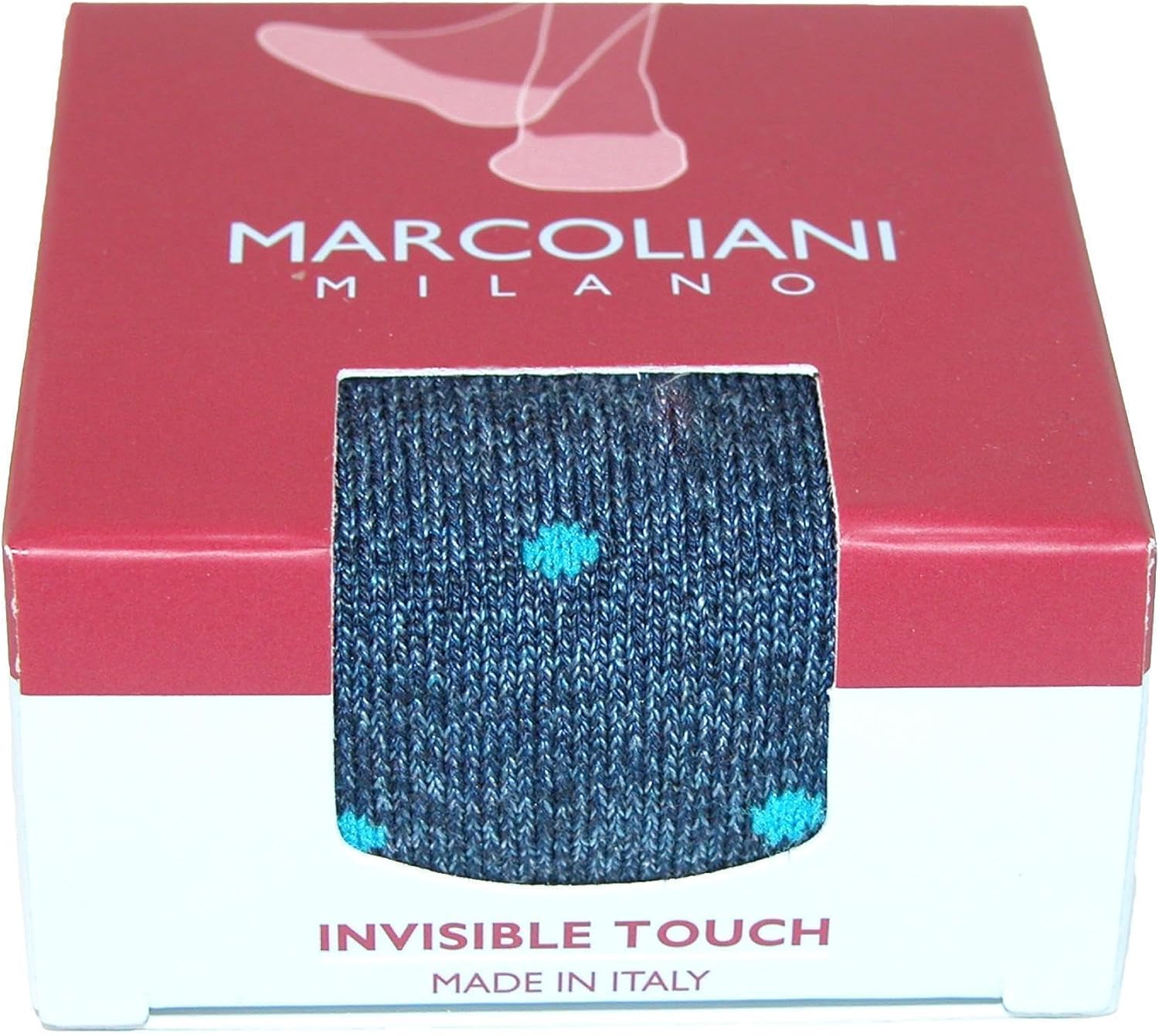 Marcoliani Milano Invisible Touch Polka Dot Pima Cotton Mens Socks, (One Size) Blue - Image 4