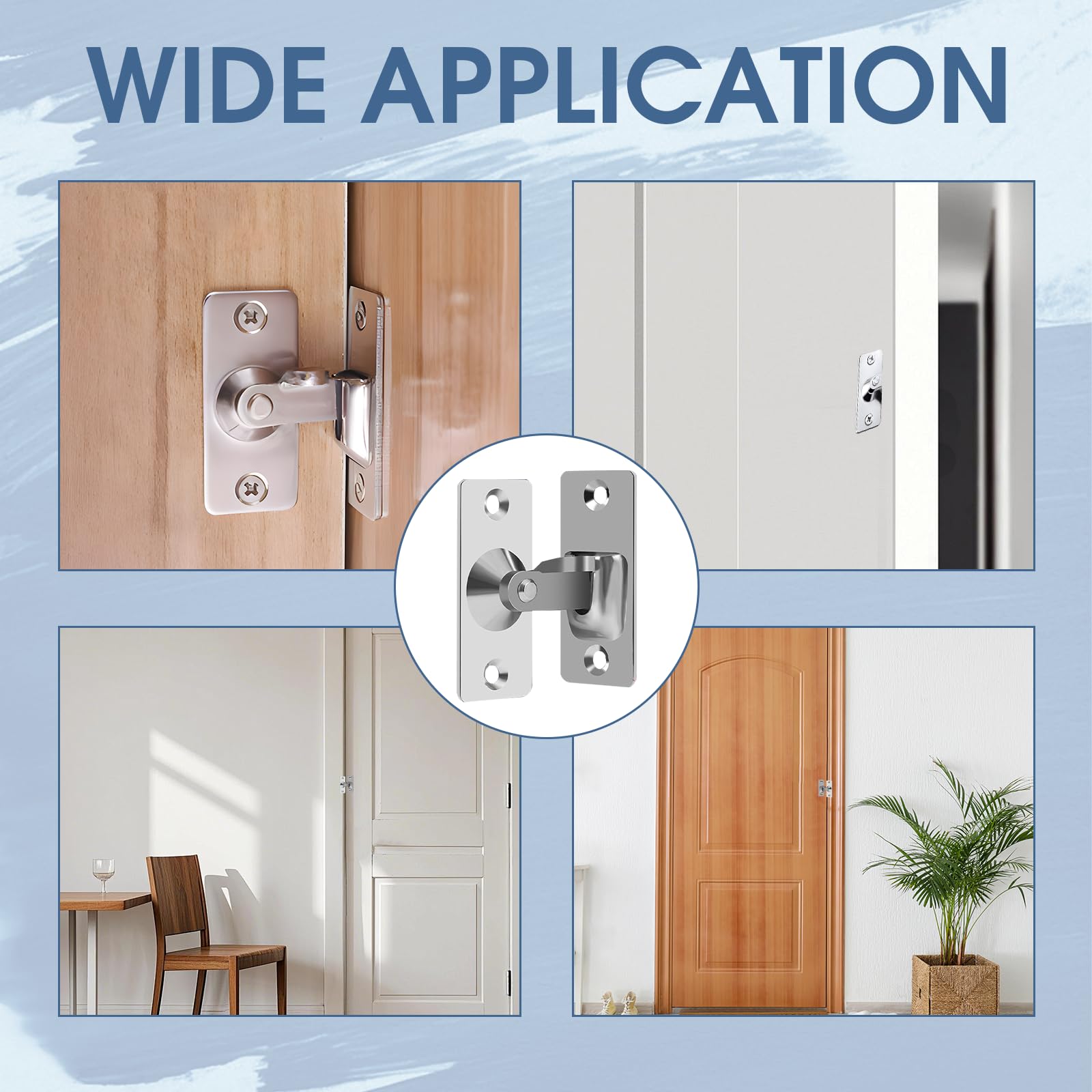 2pcs 90 Degree Stainless Steel Door Lock Hasp Latch, Right Angle Sliding Bolt Lock for Bedroom Bathroom, Cabinet, Window - Image 4