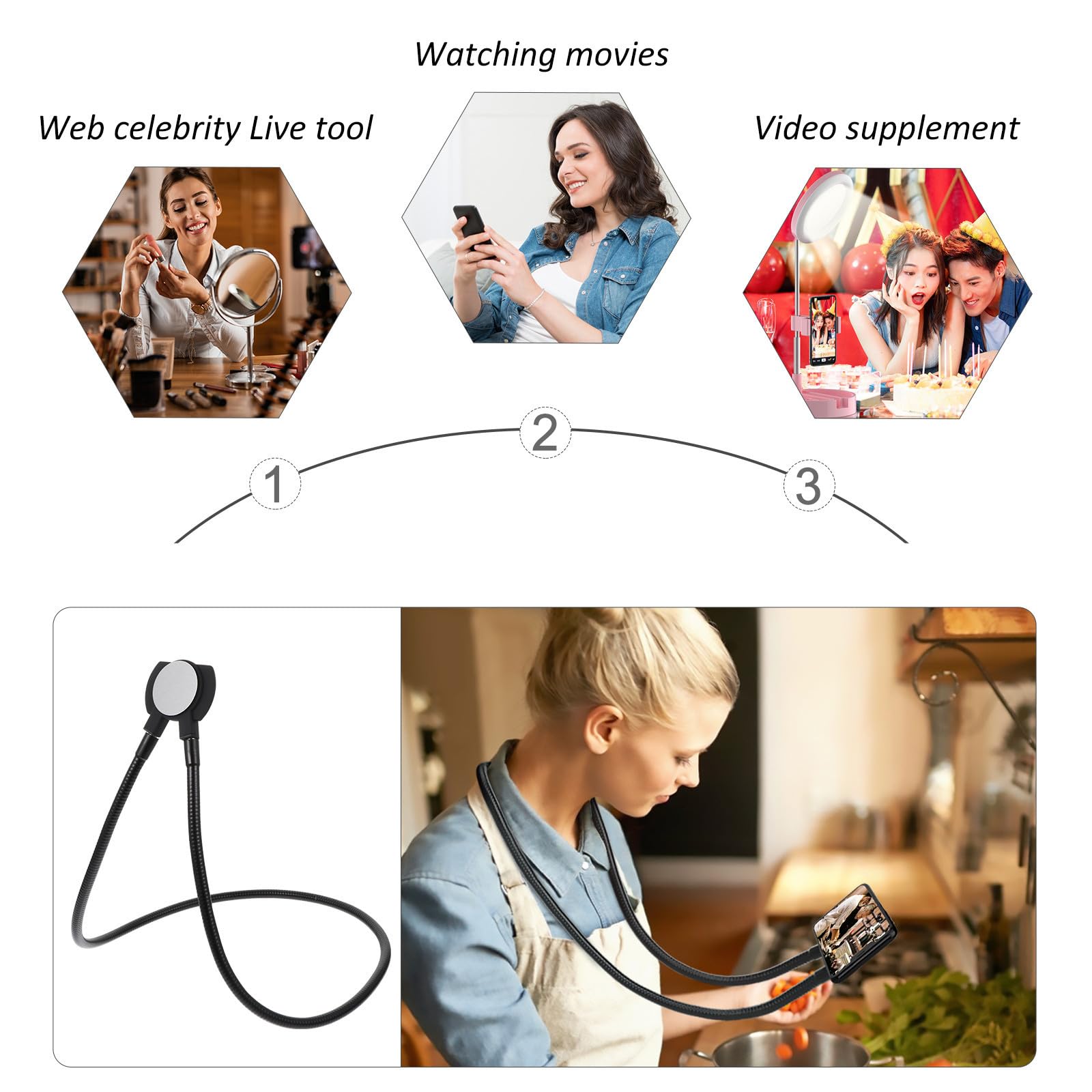 STOBAZA Supporto Magnetico per Telefono da Collo, Girevole 360°, Nero