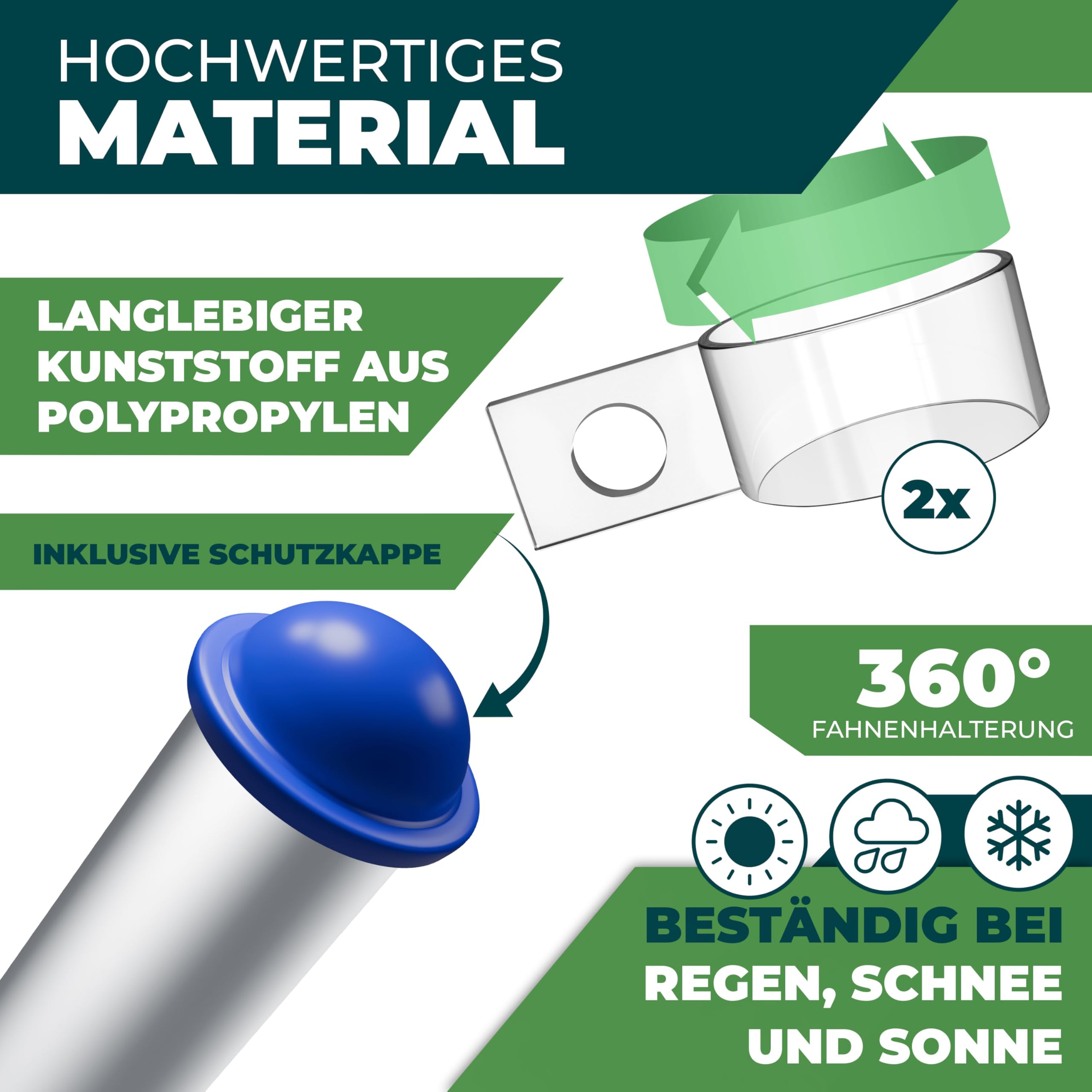 KESSER® Teleskop Fahnenmast Aluminium 6,30m Bodenhülse 60cm inkl Deutschlandfahne Höhenverstellbar Flaggenmast Mast Deutschland Flagge Alu (Silber)