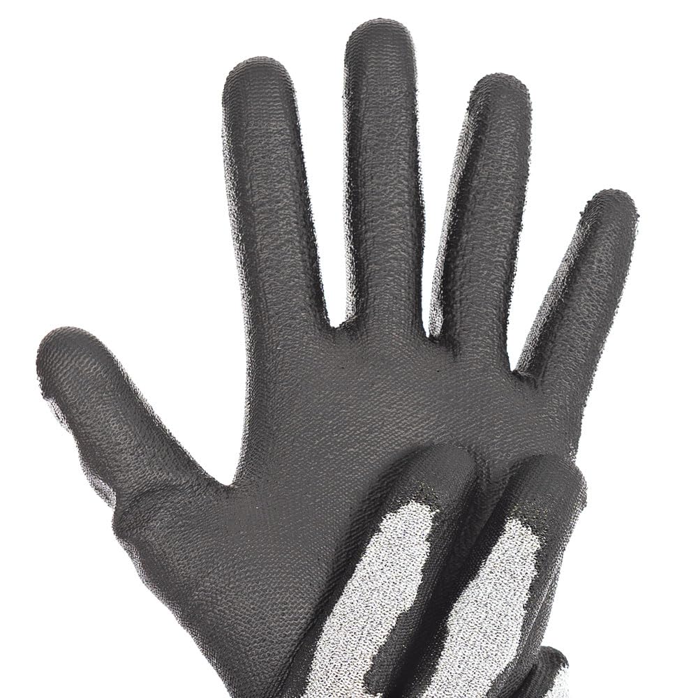 FRANZ MENSCH 200 Stück Hygostar Touch-Screen-Handschuhe Cut Safe Touch, grau-schwarz, 7/S, L: 23cm, Karton, Schnittschutzhandschuhe, Arbeithandschuhe, Touch-Screen