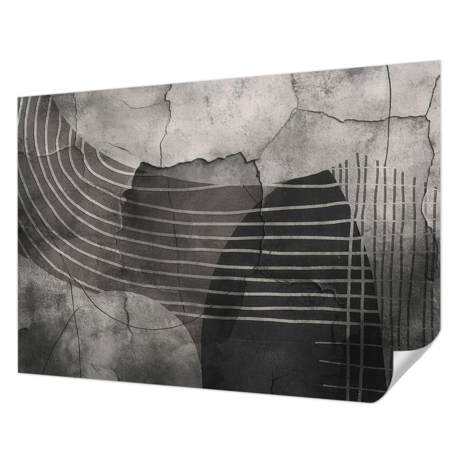 Papier peint adhésif panoramique 208x146 cm lignes abstraites décoration murale salon