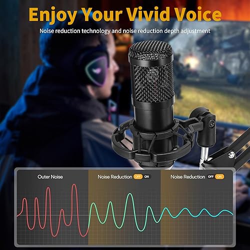 Miniatura 6 de AMOOX Micrófono de condensador, micrófono USB profesional Plug & Play, micrófono de computadora de condensador, kit de micrófono cardioide con brazo