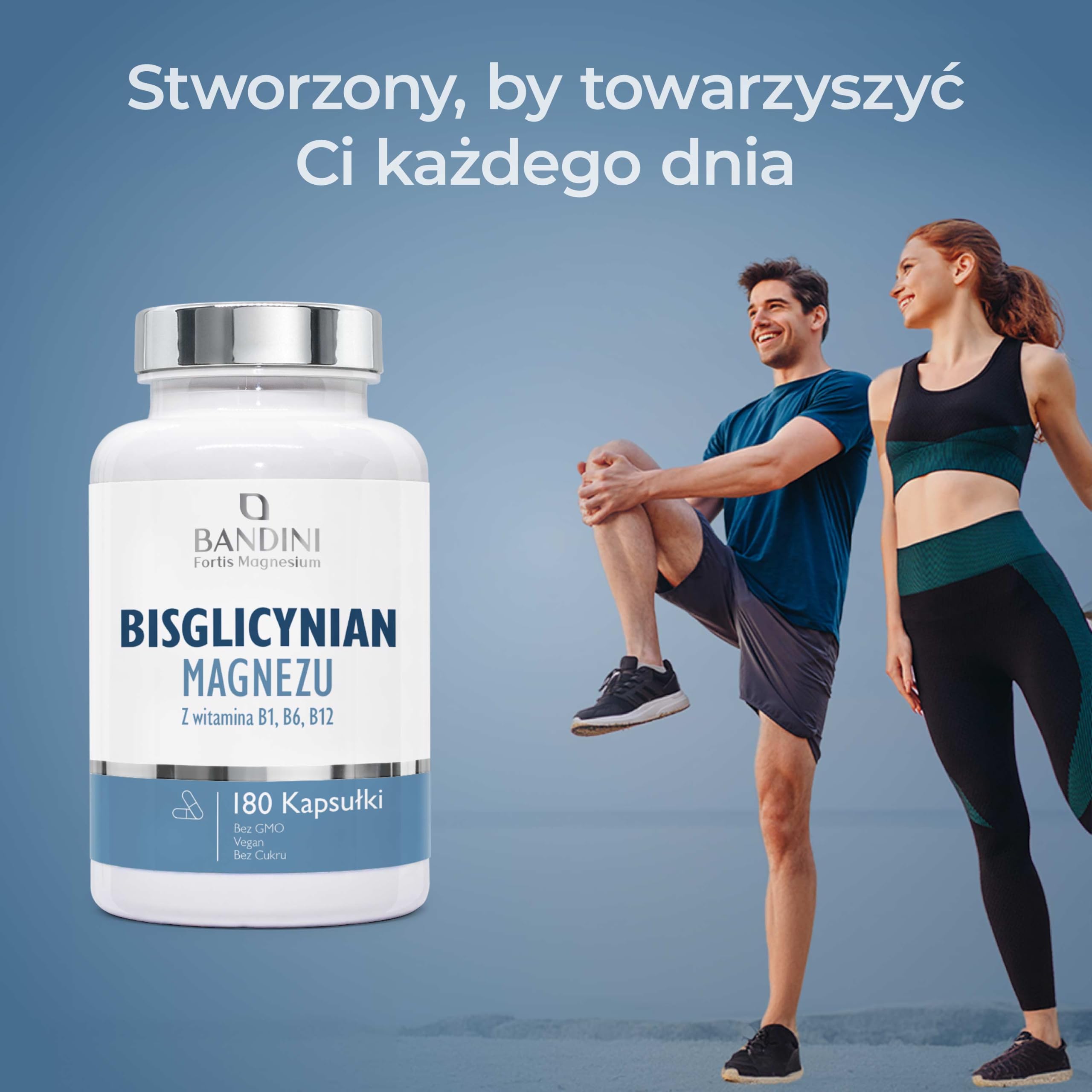 Bandini® Bisglicynian magnezu 350mg | 180 Kapsułek z witaminami B1, B6, B12 | 2-miesięczny zapas | Glicynian magnezu wysoka jakość i biodostępność | Suplement mięśniowy, układ nerwowy, stres, kości | Chelat na dawkę wzbogacony witaminą B1, B6, B12, przeci