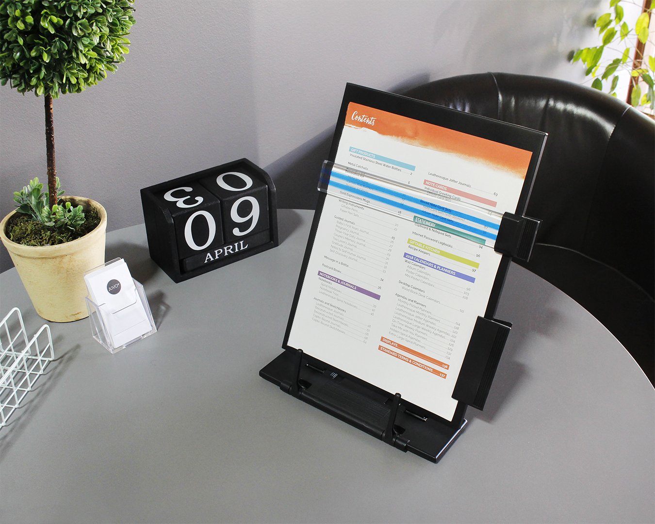 Document Holder for Typing with Adjustable Clip & Line Guide Holds