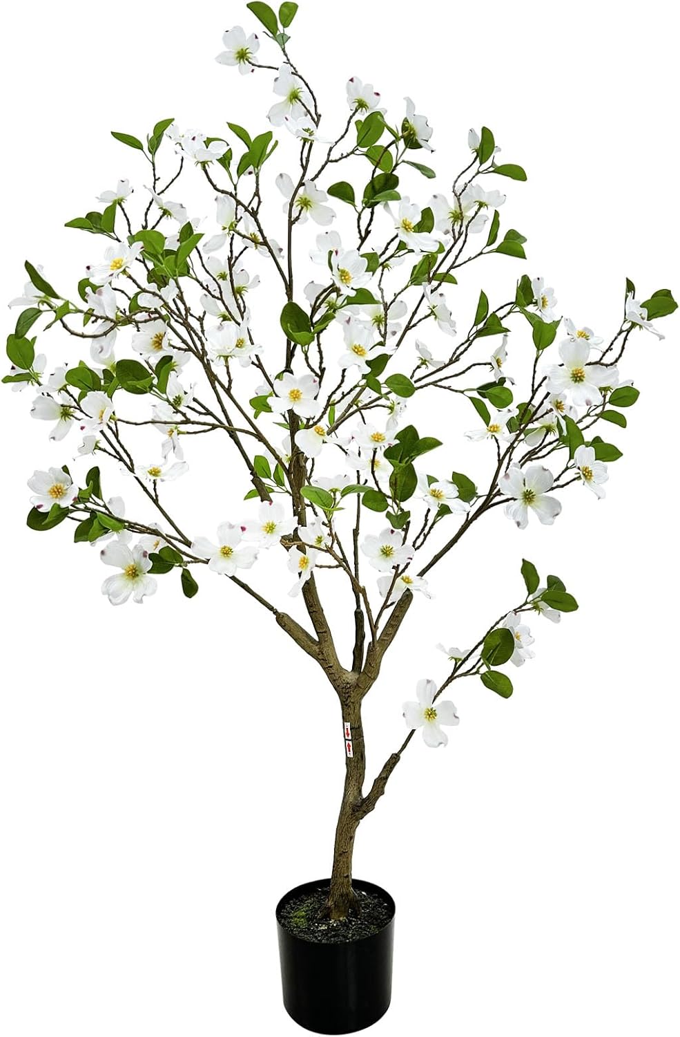Artificial Dogwood Flower Tree 4ft, Faux Blooming Dogwood Tree with Realistic White Flowers, Potted Fake Tree for Home, Office, Living Room & Indoor Decor (4ft)